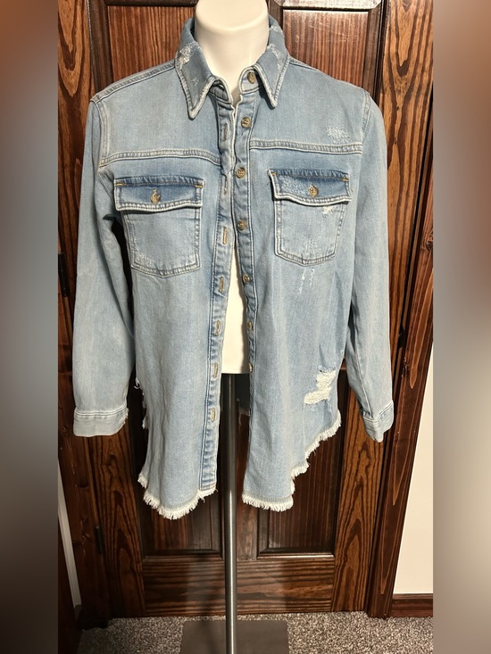 Pilcro Tops - Pilcro distressed denim shirt xs